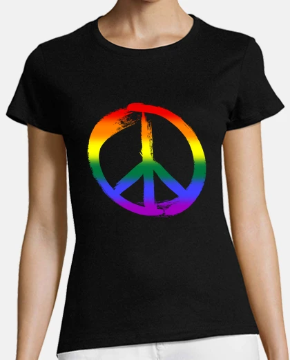 Tee-shirt signe de paix-arc-en-ciel-amour-coloré-