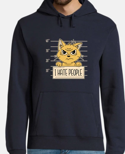 Sudadera signo de gato no me gusta la gente, el humor,