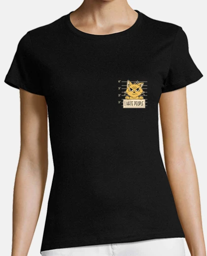 Playera signo de gato no me gusta la gente, el humor, el logotipo de nivel de bolsillo