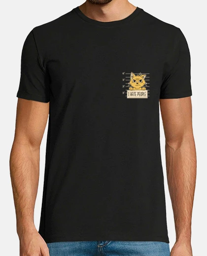Playera signo de gato que no me gusta la gente, logotipo de nivel de bolsillo, humor,