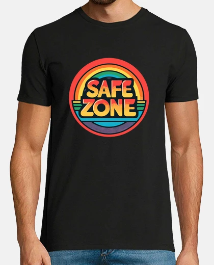 Camiseta signo de zona segura lgbt retro arcoiri