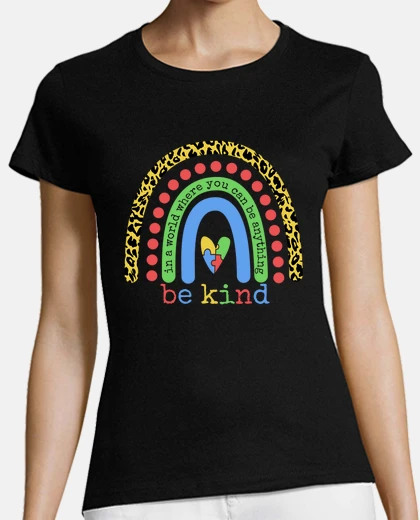T-shirt sii gentile edificante consapevolezza dell&#39;autismo leopardo rainbow puzzle nastro cuore