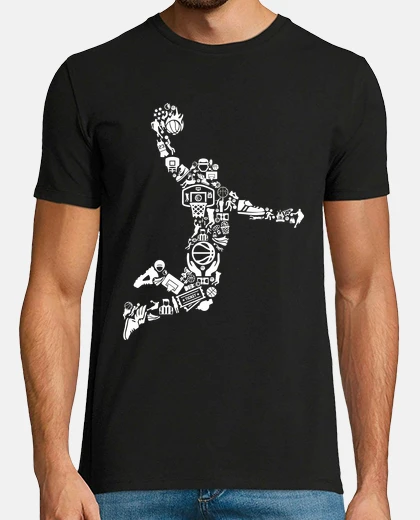 T-shirt silhouette basketball player collage nba basketball sport