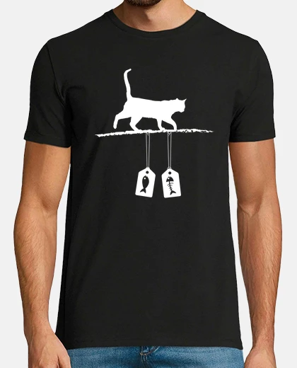 Tee-shirt silhouette de chat - étiquettes de vente de poisson