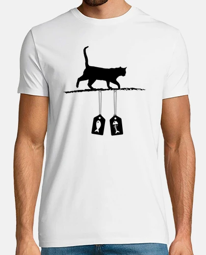 Tee-shirt silhouette de chat - étiquettes de vente de poisson