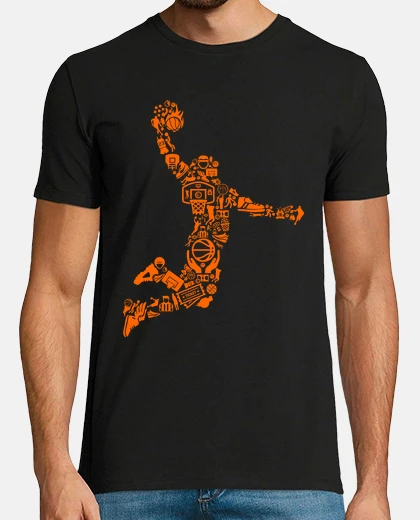 Tee-shirt silhouette joueur de basket collage nba basket sport