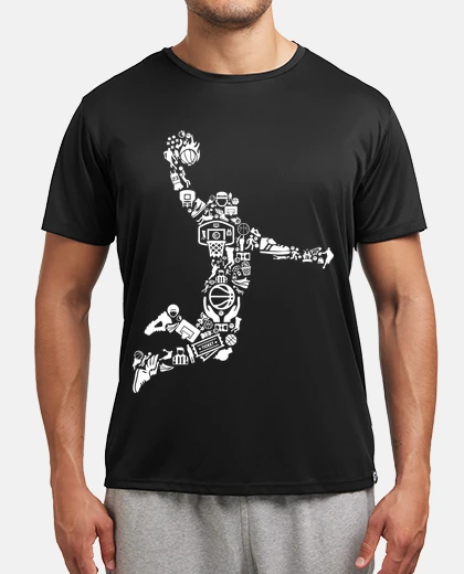 Tee-shirt silhouette joueur de basket collage nba basket sport