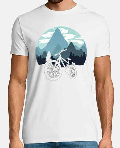 Camiseta Silueta Mountain Bike y Lobo entre Mont
