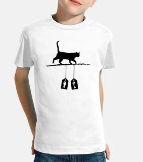 silueta del gato - etiquetas de la venta de los pescados