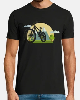 Silueta Mountain Bike con Paisaje Monta