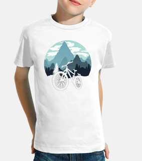 Silueta Mountain Bike y Lobo entre Mont
