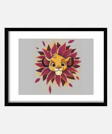 Framed simba crown of leaves - lion 90s