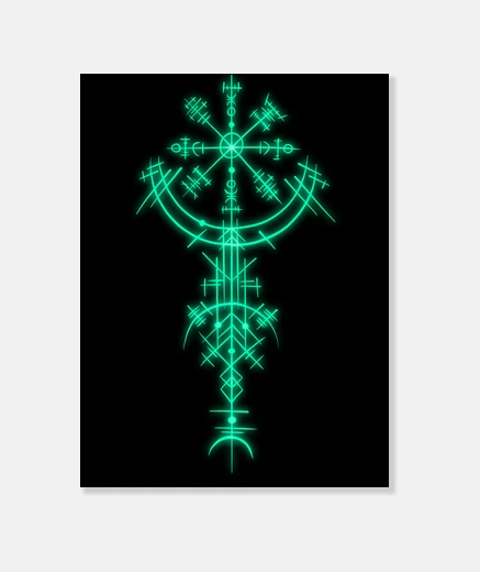 Stampa simbolo norvegese dei vichinghi al neon