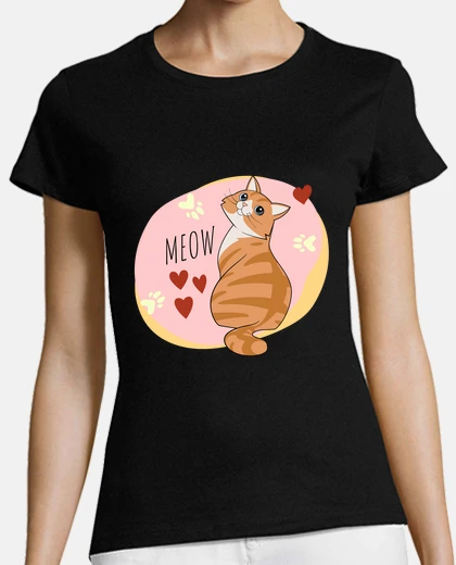 T-shirt simpatico design a forma di gatto aranc