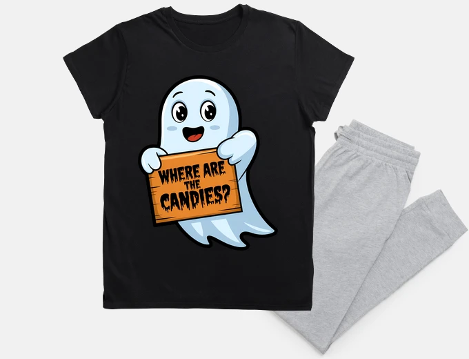 Pigiama simpatico fantasma con cartello dove so