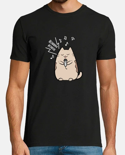 T-shirt simpatico gatto karaoke regalo di gatti manga amante della musica anime