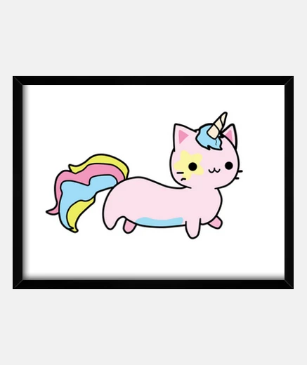 Quadro simpatico gatto unicorno