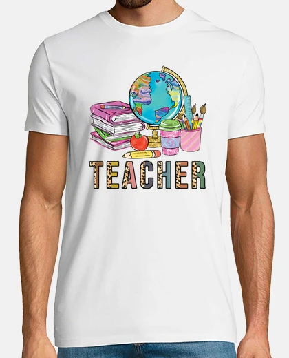 T-shirt simpatico globo con stampa leopardo insegnante primo giorno di insegnante di scuola