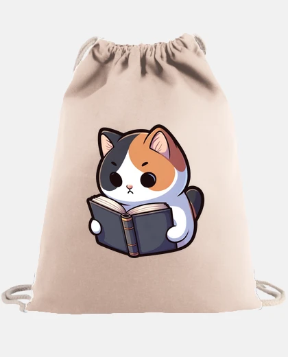 Borsa simpatico libro di lettura del gatto