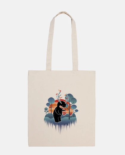 Bolsa simpatico monstruo del bosque con cuernos y animalitos - bolsa de tela