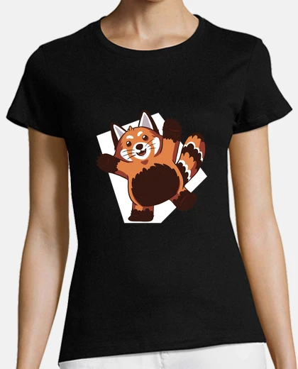 T-shirt simpatico panda rosso che si estende
