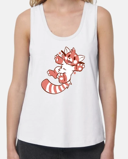 T-shirt simpatico serbatoio womans panda rosso