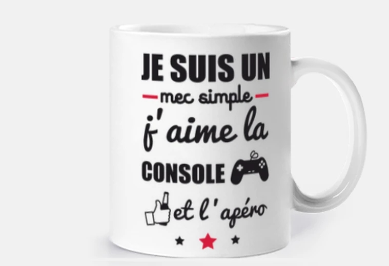Cup simple guy console and aperitif gamer
