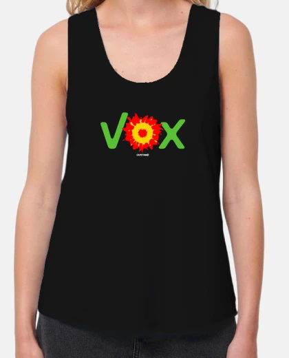 Camiseta Sin mangas con letras VOX y logo CAYETANA bandera de España