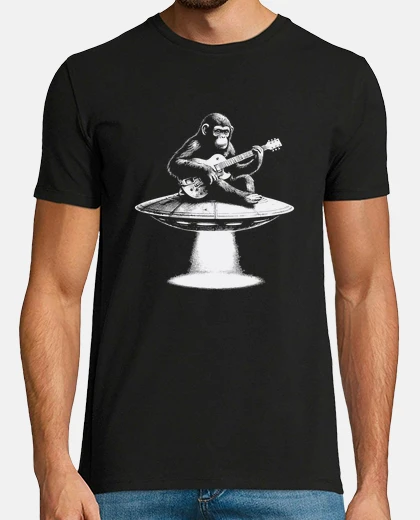 Tee-shirt singe joue guitare ovni