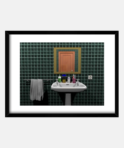 Framed sink in a bathroom