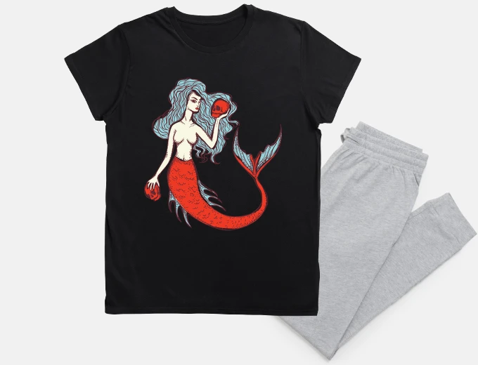 Pyjama sireme holding skulls gothic night sleep