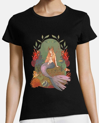 Tee-shirt sirene romantique avec coraux
