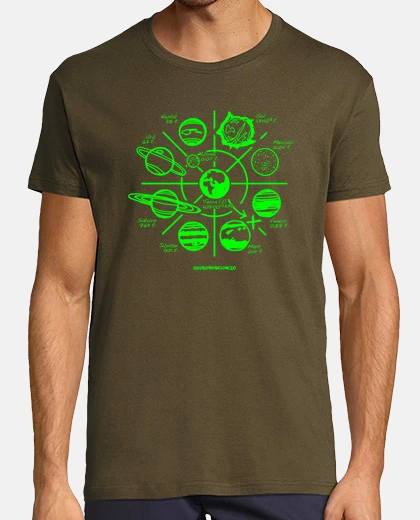 T-shirt sistema solare green man green cam