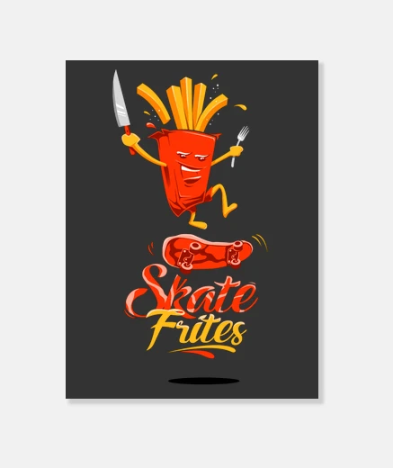 Tableau SKATE FRITES dessin Skurg