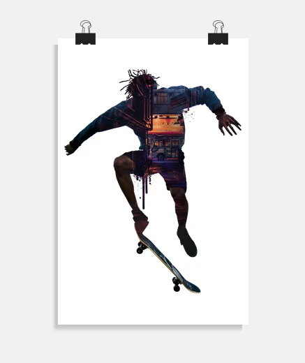 Poster skate skater city gift skateboarding fa