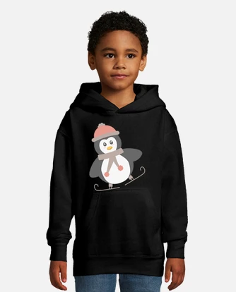 Skating penguin sweatshirt kids hoodie tostadora