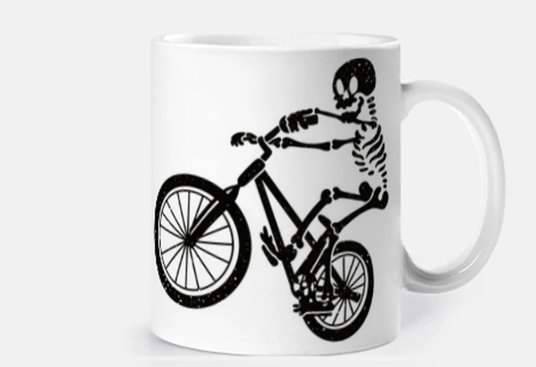 Cup skeleton bike mug two sides