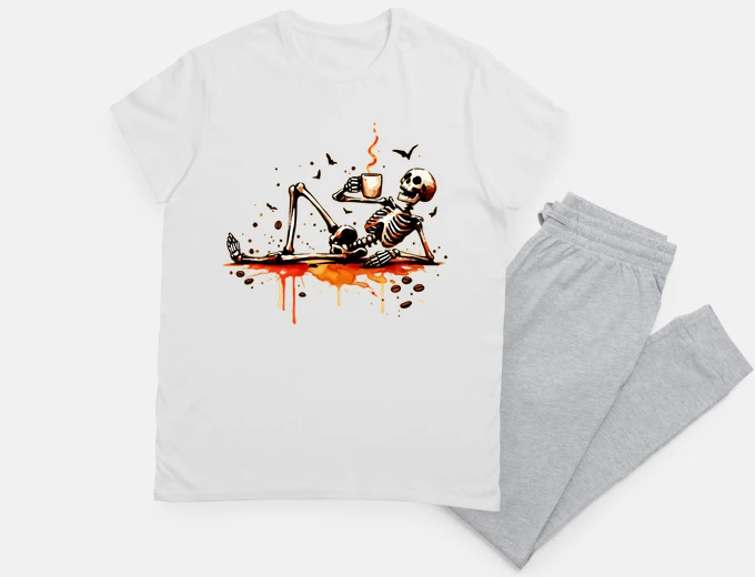 Pajama skeleton coffee