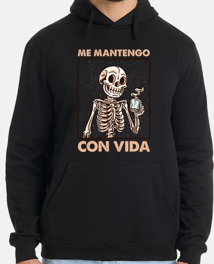 Hoodie skeleton coffee i stay alive caffeine halloween