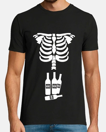 Camiseta Skeleton drink wine - chico
