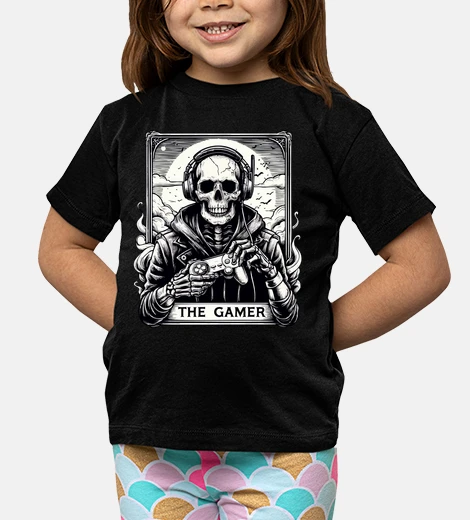 Kids Skeleton Gamer Goth Monochromatic