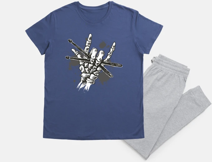 Pyjama skeleton hand sign hard drummer night sleep chopsticks