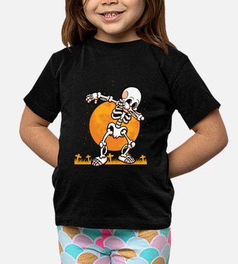 Skeleton dabbing funny halloween kids t-shirt