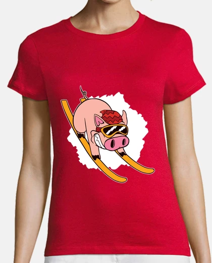Tee-shirt ski cochon