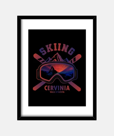 Quadro Skiing Cervinia Matterhorn Sciatore