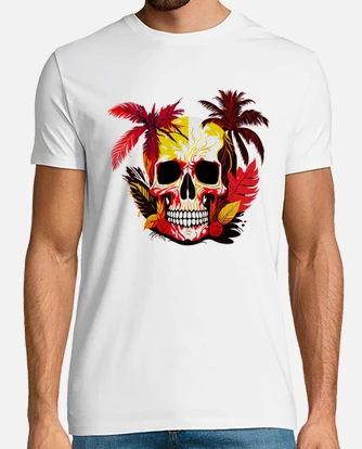 Palm tree skull t-shirt best sale