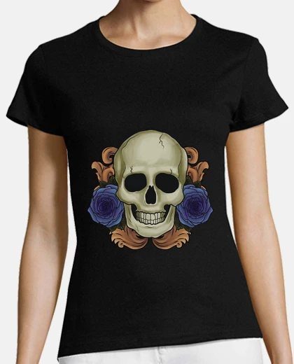 T-shirt skull and flowers