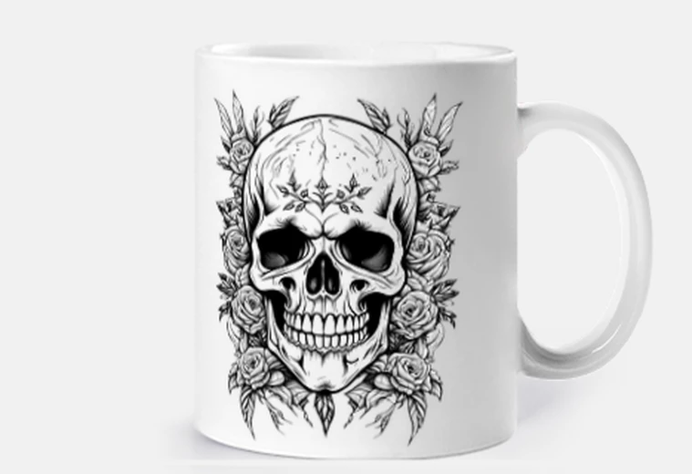 Cup skull and roses t