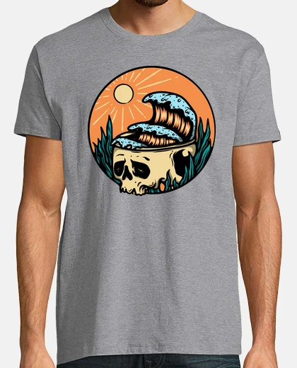 T-shirt skull and wave