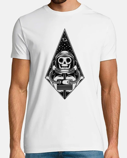 Tee-shirt skull astronaute work noir art de tatou